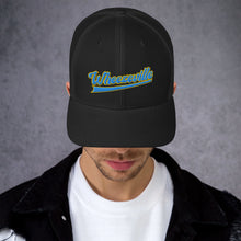 Load image into Gallery viewer, Wheezeville (Blue/Yellow) - Trucker Hat | BC1310
